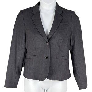 Calvin Klein NEW Womens 10 Gray Fully Lined Blazer Two Silver Button Old Money
